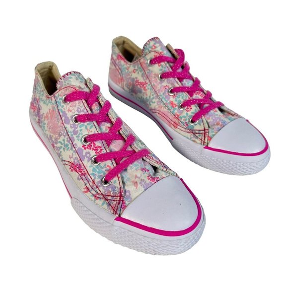 Airwalk Floral Canvas Shoes Girls Size 2 White Pink Sneakers - Picture 5 of 10